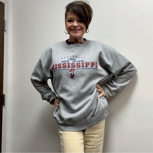 Vintage Lee Sport Ole Miss Rebels Mississippi Crewneck Sweatshirt - Picture 1 of 12